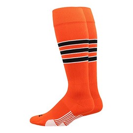 MadSportsStuff Gridiron 3 Stripe Football Socks (Orange/Black/White, Medium)