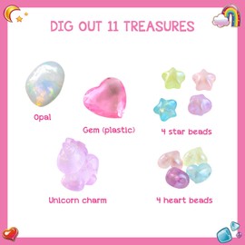 Eggbox Unicorn Treasure Hunt Excavation Kit - Unicorn Treasure Hunting Experience for Ages 6 and Up, Making Necklaces and Rings with Excavated Treasures, Perfect Birthday Christmas Gift, Craft Kit and