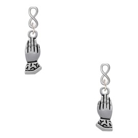 Delight Jewelry Silvertone Praying Hands Silvertone Infinity Post Earrings