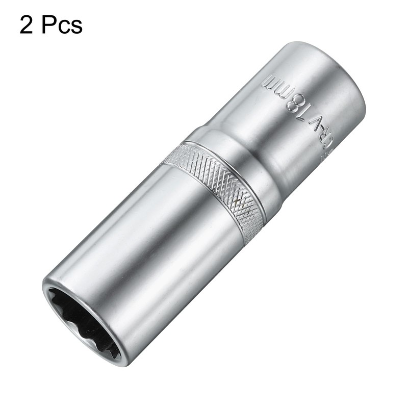 sourcing map 2pcs 1/2" Drive by 18mm 12-Point Deep Socket