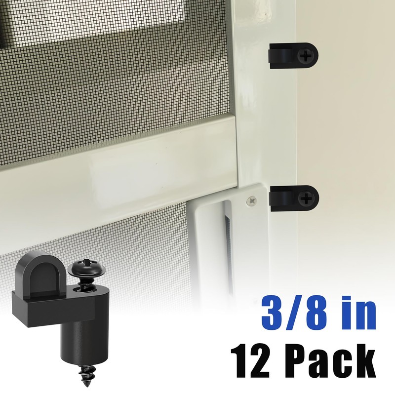 12 Pack 3/8 in Nylon Window Screen Clip with Screws