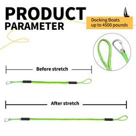NIUTRIP 4-5.5ft, Bungee Dock Line with Stainless Steel Clip Safe Boat Rope Mooring String with Foam Float for Pontoon, Boat Accessories,Jet Ski,Sea Doo,2 Pack（Yellow&Green）