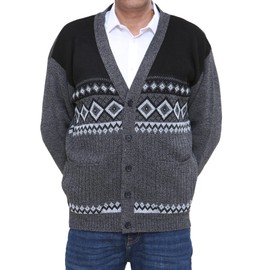 Louie James Diamond Argyle Classic Style Mens Cardigan Gentlemen Vintage Pattern Button Up