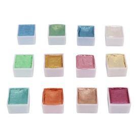 12 Colors Glitter Watercolor Paint Set, Metallic Watercolor Pearlescent Paint, Sparkle Watercolor Set for Kids, Adults, Beginners and Artists