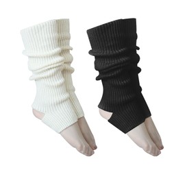 COACOM Pack of 2 Women's Stockings, White Foot Warmers, Leg Warmers, Winter Thermal Socks, Suitable for Ballet Skating, White