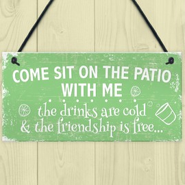 RED OCEAN Come Sit Shabby Chic Hanging Wall Sign Garden Shed Plaque Alcohol Friendship Gift Home Decor