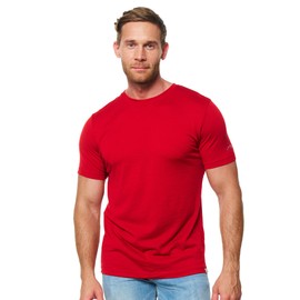 Merino.tech Merino Wool T-Shirt Mens - 100% Merino Wool Undershirt Lightweight Base Layer (Chili Red, Large)