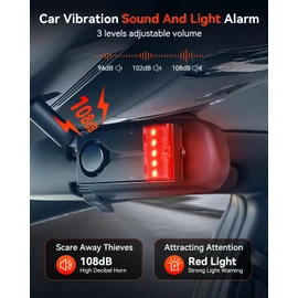 Car Anti-Theft Vibration Alarm, ELECTOP 108dB Car Vibration Sound & Light Alarm, Wireless Remote Vibration Sensor Car Alarm Vehicle Security Alarm System Automotive Warning Interior Safety Red Light