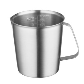 CURTA 18/8 Stainless Steel Measuring Cup with Handle and Pour Lip, Metal Pitcher with Oz and ML marking, 32 OZ/1000 ML- 4 Cup), Heavy-Duty Pitcher
