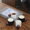 Xiaokangpao 4Pcs Ceramic Vertical Stripes Mini Cups,Easy to Clean,Espresso Cups