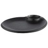 APS 85075 Nero Melamine Plate with Integrated Dip Bowl, Serving