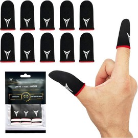 10 count Mobile Phone Gaming Finger Sleeves,  Finger Sleeves Fit All Touchscreen Devices, 0.15mm Superconducting Nanofibers, Smooth Feel, Anti-, Extremely Thin, Red Edge - Color: Red Edge (6 PCS )