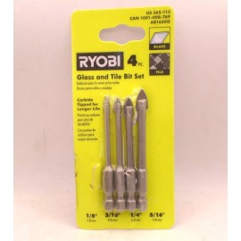 RYOBI AR1650G SPEEDLOAD+ CARBIDE HEX SHANK GLASS/TILE DRILL BIT SET ( 4-PIECE)