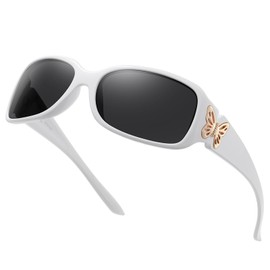 HAOLOTA Women's Polarized Sunglasses - Fashionable Wraparound Butterfly Design with UV400 Protection