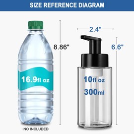 RYTOXILO Foaming Soap Dispenser, 10 oz/300ml Foaming Hand Soap Dispenser, 2 Pack Glass Foaming Soap Dispenser for Bathroom & Kitchen, Clear Refillable Foam Soap Dispenser Bottle with Waterproof Labels