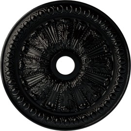 Ekena Millwork CM27TOBPS Tomango Egg & Dart Ceiling Medallion, 27 7/8"OD x 3 7/8"ID x 2 1/2"P, Hand-Painted Black Pearl