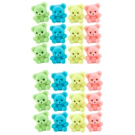 Factory Direct Craft Package of 24 Sitting Flocked Neon Color Miniature Teddy Bears - Tiny Bear Shaped Figurines (Size: 1 inch)