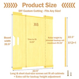 6 Set Trim-to-Fit Wood Tray Dividers for Cabinet, Cookie Sheet Organizer, Multi Layer Embedded Plug-in Board Storage, Cuttable DIY Storage Divider Insert for Kitchen Bedroom Cabinet Closet