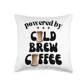 Powered By Cold Brew Coffee Throw Pillow