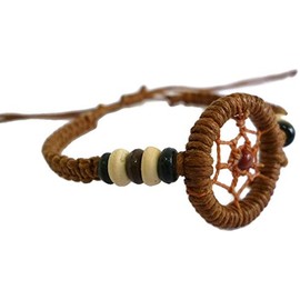 Moose546 Dream Catchers shambhala Bracelet 6" to 9" with a Sliding Knot Adjustable Closure Braided Bracelet (Light Brown)