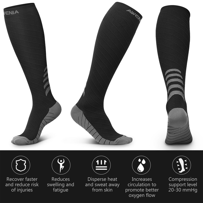 Awenia Compression Stockings, Black-2Pack