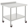 SPECRAFT Stainless Steel Prep Table with Wheels, 36" x 24",