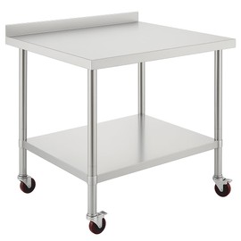 SPECRAFT Stainless Steel Prep Table with Wheels, 36" x 24", Adjustable Undershelf, 440lbs Capacity, Heavy Duty Work Table for Kitchen, Restaurant, Garage