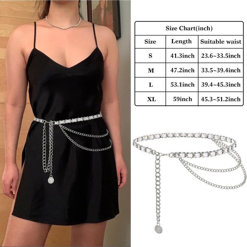 Liutufy Multi-layer Waist Chain Belt Stylish Leather Waist Chain for