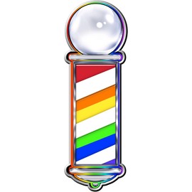 PAIR OF 16" TALL RAINBOW STYLE BARBER POLE VINYL DECALS FOR SALON SHOP WINDOW WALL NICE GRAPHIC