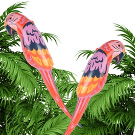 VYNYJOAN 2Pcs Inflatable Parrots 39” Tall PVC Parrot Balloons Home Party Decorations Costume Accessory Inflatable Bird Luau Tropical Theme Party Decor, Red