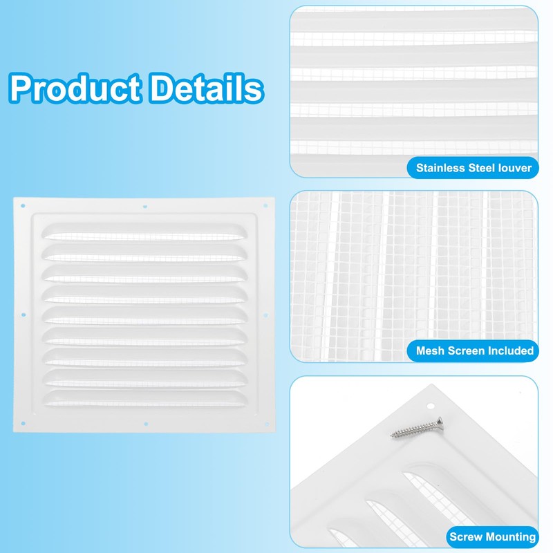 PATIKIL 10x10" Attic Vent Soffit Vent, 2 Pcs Aluminum Alloy