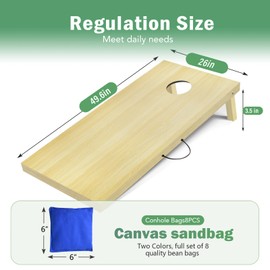 Wooden Cornhole Board Set, 4 ft x 2 ft Regulation Size Corn Hole Game Set for Adults with Set of 8 Corn Hole Toss Bags and Carrying Case