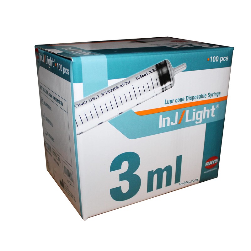 3ml Syringe Rays Sterile Box of 100 Latex Free