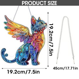 SKRYUIE Hanging Diamond Art Kits for Adults Pendant Cat, Special Shaped Crystal DIY Diamond Painting Kit, Acrylic Board Wreath Pendants Double Sided, Home Decor 7.48 x 7.32 Inch x12