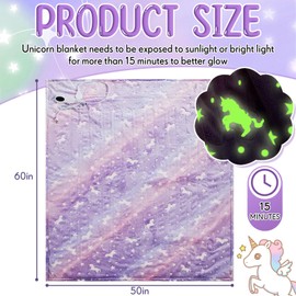 Rossesay 50"x60" Unicorn Kids Heated Blanket Glow in The Dark 2025 Upgrade Children Heating Electric Girls Valentine's Birthday Gift with 10 Levels & 8 Hours Auto Off Etl Certified Machine Washable