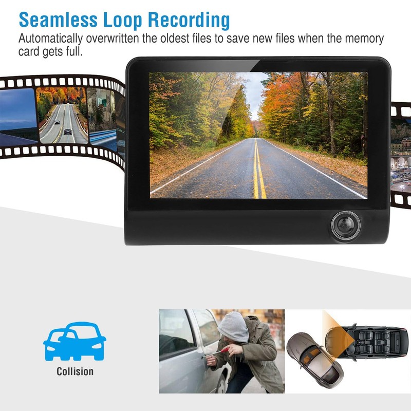 iMountek Dash Cam Camera 4in Touch Screen 3 Channels 1296x1080P