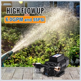 YOUNGTREE Brushless 110V Water Pressure Transfer Pump Continuous Duty 6.0GPM 55PSI Long Spanlife On Demand Fresh Water Booster Diaphragm Pump 110 Volt AC for Irrigation Garden Pool Car Washing Barrel