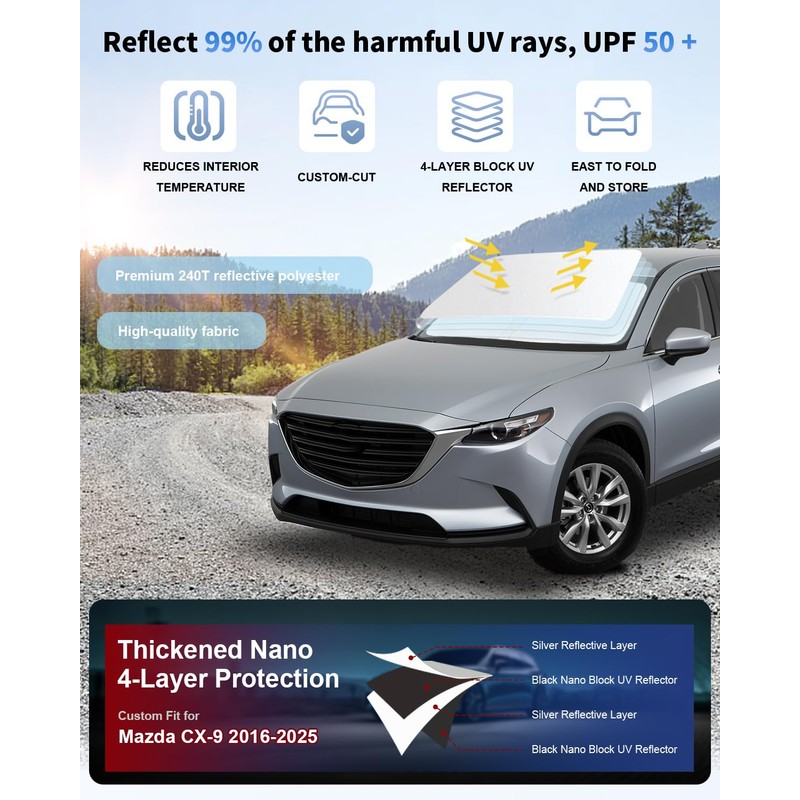 Sun Shade for CX9 Windshield Sunshade Front Window Shield Custom
