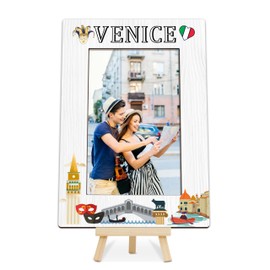 YSTEP Venice Travel Picture Frame, Wedding, Birthday, Vacation Honeymoon Gifts for Friends Couples, Vacation Tour Photo Frames Favors, 4x6 In Venice Themed Wooden Frames -H07