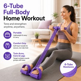 Pedal Resistance Band with Handles – Portable Full Body Home Workout Exerciser for Yoga, Stretching & Strength Training