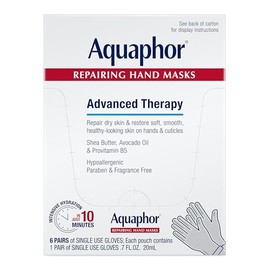 Aquaphor - Mascarillas reparadoras de terapia avanzada, 6 máscaras x 0.7 onzas líquidas | Moisturizing Masks for Dry Hands, Hydrating Ski...