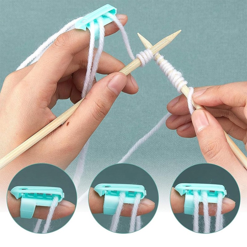 Set of 4 Adjustable Crochet Rings with Thread Guide for