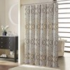 BESTRIPES Long Fabric Shower Curtain, Beige Grey Blue Printed Boho