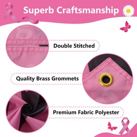 Arosche - Banner para el mes de concienciación sobre el cáncer de mama, 72 x 48 pulgadas, decoración de cinta rosa, palabras inspiradoras de mariposa, esperanza, fe, fuerza, fondo, fotógrafo, para