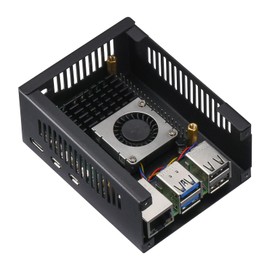 iUniker Metal Case for Raspberry Pi 5 with Pi 5 Active Cooler, Space for Hats, Add-on Boards, Cooler, and NVMe Hats (Black)