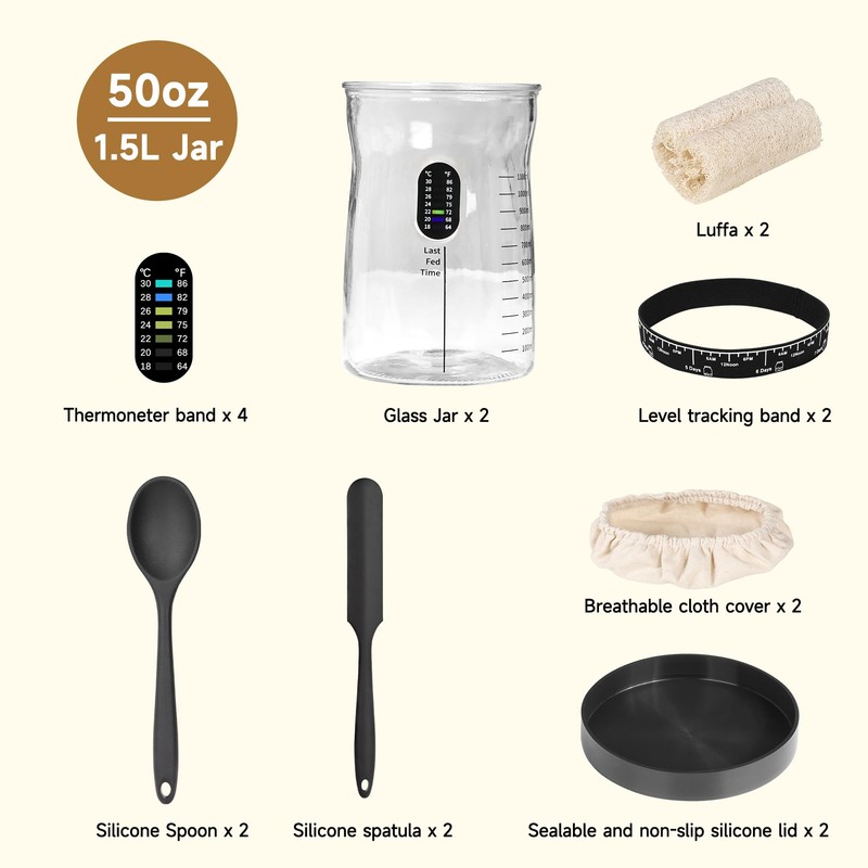 Arbnic Sourdough Starter Kit -50 Oz Wide Bore and Large