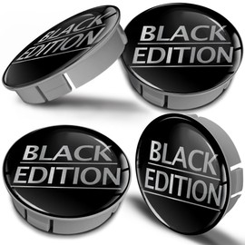 Biomar Labs 4 x 60 mm Plastic Hub Caps Black Silver DC Wheel Centre Caps Hub Caps Black Edition Car Tuning CS 25