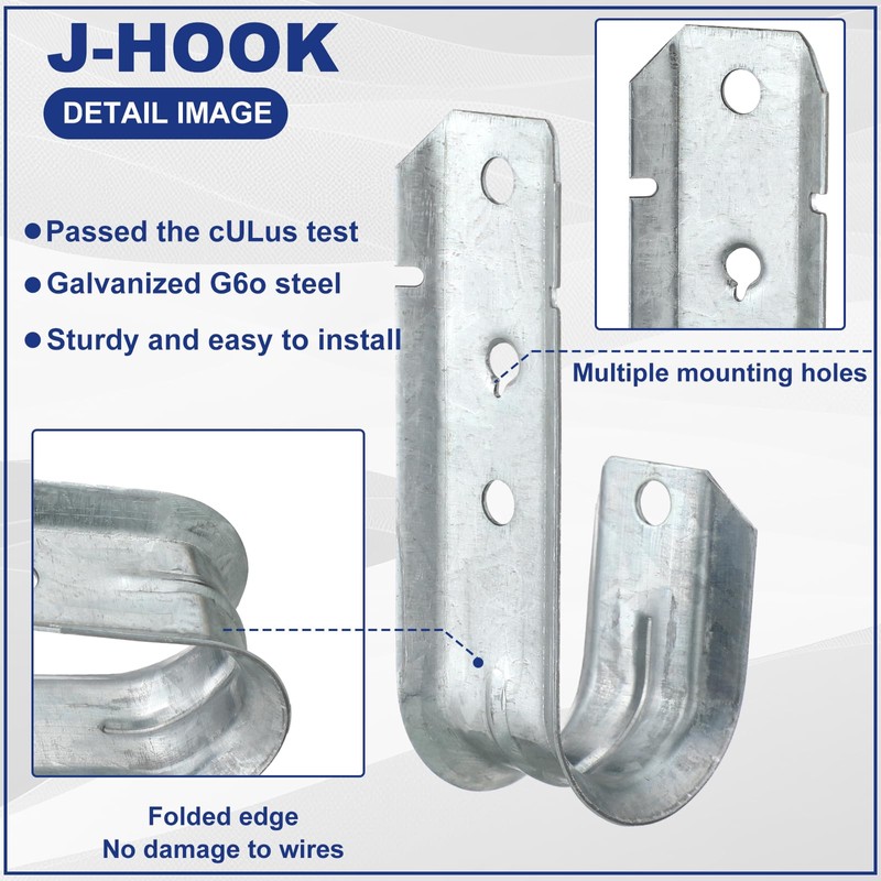 Gisafai 25 Pcs Cable Support J-Hook, Garage Hooks for Hanging,