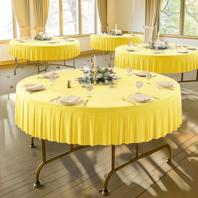 6 Pack Yellow Round Spandex Tablecloth for 60 inch Table,