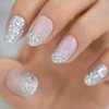 Coolnail Juego completo de uñas postizas holográficas con purpurina degradada